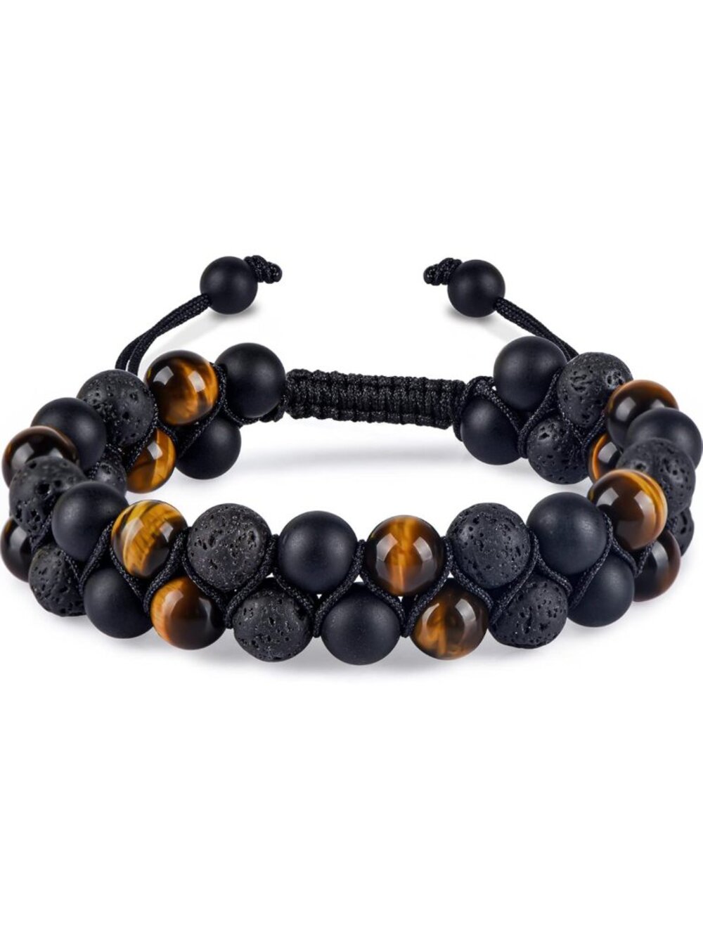 Handmade Triple Protection Bracelet for Men & Women - Tiger Eye, Black Onyx